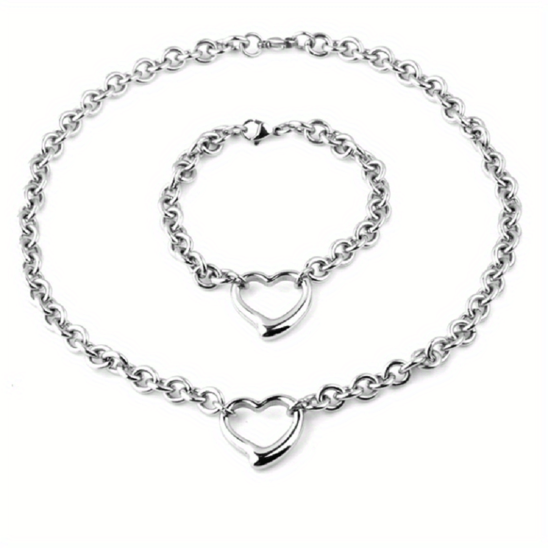 Serena Heart Necklace and Bracelet Set
