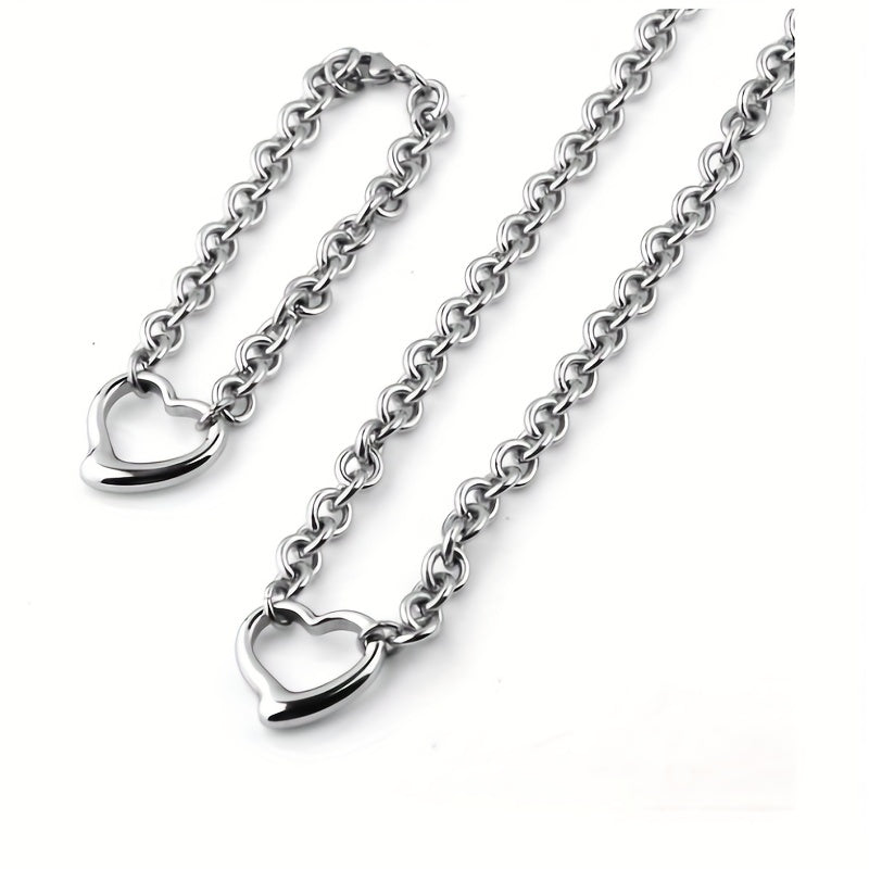Serena Heart Necklace and Bracelet Set