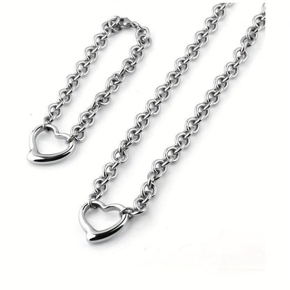 Serena Heart Necklace and Bracelet Set