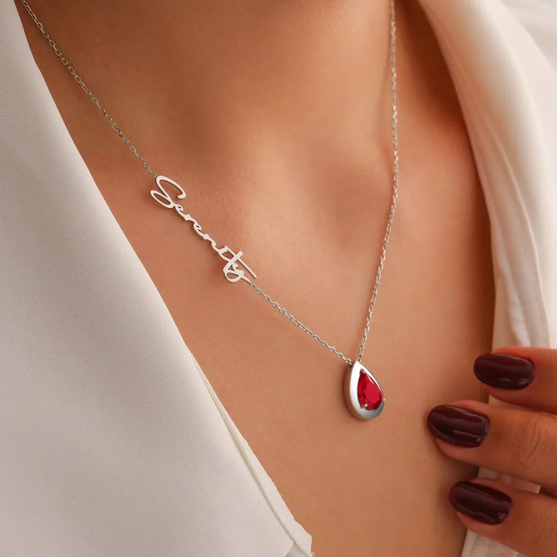 Timeless Birthstone Name Necklace