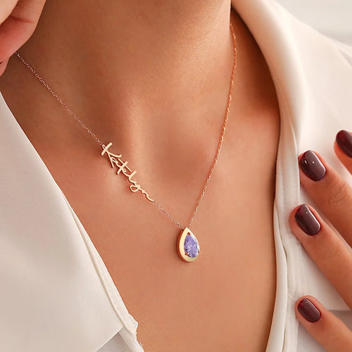 Timeless Birthstone Name Necklace