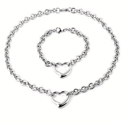 Serena Heart Necklace and Bracelet Set